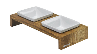 Bowsers Artisan Double Feeder - Xsmall - Bamboo - 13822 Product Image
